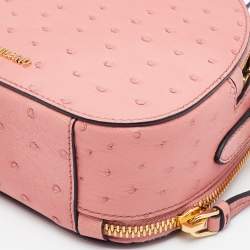 Prada Pink Ostrich Bandoliera Odette Top Handle Bag