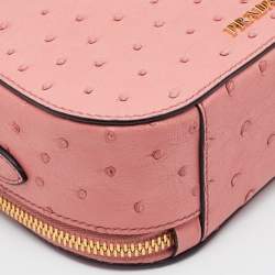 Prada Pink Ostrich Bandoliera Odette Top Handle Bag