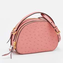 Prada Pink Ostrich Bandoliera Odette Top Handle Bag