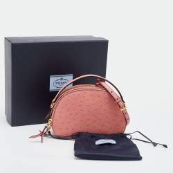 Prada Pink Ostrich Bandoliera Odette Top Handle Bag
