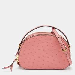 Prada Pink Ostrich Bandoliera Odette Top Handle Bag