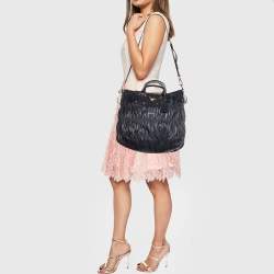 Prada Black Gaufre Leather Hobo