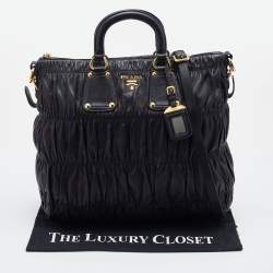 Prada Black Gaufre Leather Hobo