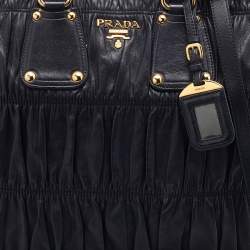 Prada Black Gaufre Leather Hobo