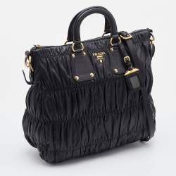 Prada Black Gaufre Leather Hobo
