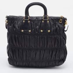 Prada Black Gaufre Leather Hobo