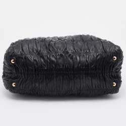 Prada Black Gaufre Leather Hobo