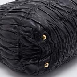 Prada Black Gaufre Leather Hobo