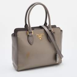 Pre Owned Prada Grey Saffiano Lux/Soft Leather Convertible Tote