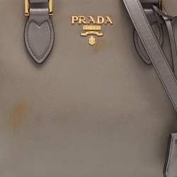 Pre Owned Prada Grey Saffiano Lux/Soft Leather Convertible Tote