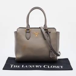 Pre Owned Prada Grey Saffiano Lux/Soft Leather Convertible Tote