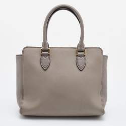 Pre Owned Prada Grey Saffiano Lux/Soft Leather Convertible Tote