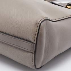 Pre Owned Prada Grey Saffiano Lux/Soft Leather Convertible Tote