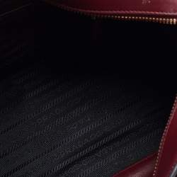Pre Owned Prada Red Saffiano Lux/Soft Leather Top Zip Tote