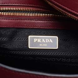 Pre Owned Prada Red Saffiano Lux/Soft Leather Top Zip Tote