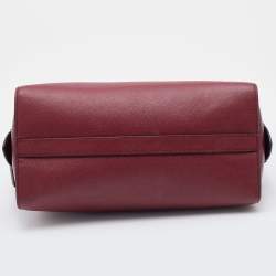 Pre Owned Prada Red Saffiano Lux/Soft Leather Top Zip Tote