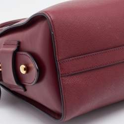 Pre Owned Prada Red Saffiano Lux/Soft Leather Top Zip Tote