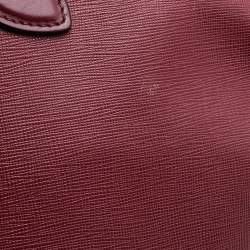 Pre Owned Prada Red Saffiano Lux/Soft Leather Top Zip Tote