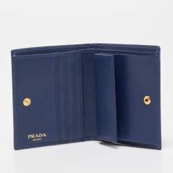 مملوكة مسبقًا Prada Blue Leather Bifold Wallet