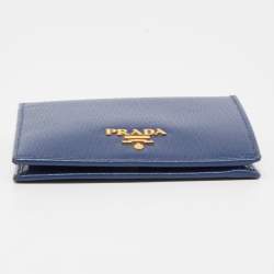 مملوكة مسبقًا Prada Blue Leather Bifold Wallet