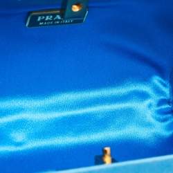 Pre Owned Prada Light Blue Satin Logo Box Clutch