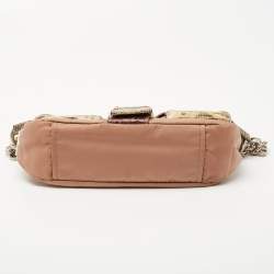 Prada Multicolor Nylon and Exotic Buckle Shoulder Bag