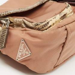 Prada Multicolor Nylon and Exotic Buckle Shoulder Bag