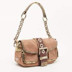 Prada Multicolor Nylon and Exotic Buckle Shoulder Bag