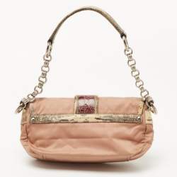Prada Multicolor Nylon and Exotic Buckle Shoulder Bag