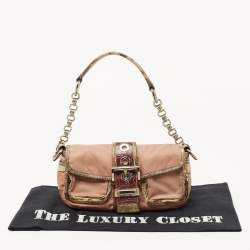 Prada Multicolor Nylon and Exotic Buckle Shoulder Bag