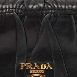 Pre Owned Prada Black Gaufre Leather Continental Wallet