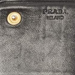 Pre Owned Prada Black Gaufre Leather Continental Wallet