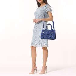 Pre Owned Prada Blue Canvas Canapa Grommet Tote