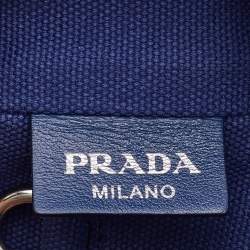 Pre Owned Prada Blue Canvas Canapa Grommet Tote