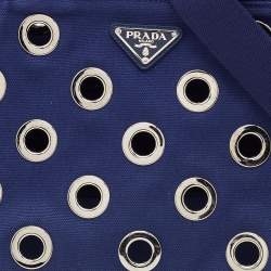 Pre Owned Prada Blue Canvas Canapa Grommet Tote