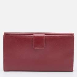 Prada Red Saffiano Lux Leather Flap Continental Wallet