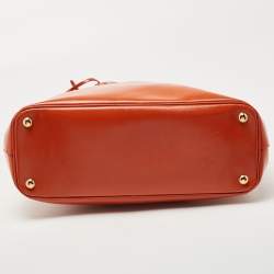 Pre Owned Prada Orange Saffiano Patent Leather Gardener's Tote