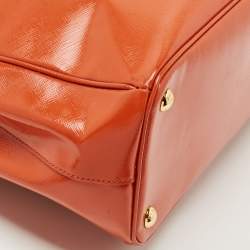 Pre Owned Prada Orange Saffiano Patent Leather Gardener's Tote