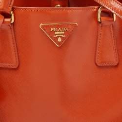 Pre Owned Prada Orange Saffiano Patent Leather Gardener's Tote