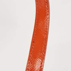 Pre Owned Prada Orange Saffiano Patent Leather Gardener's Tote