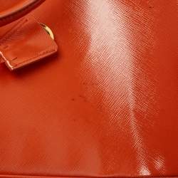 Pre Owned Prada Orange Saffiano Patent Leather Gardener's Tote