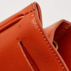 Pre Owned Prada Orange Saffiano Patent Leather Gardener's Tote