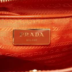Pre Owned Prada Orange Saffiano Patent Leather Gardener's Tote