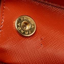 Pre Owned Prada Orange Saffiano Patent Leather Gardener's Tote