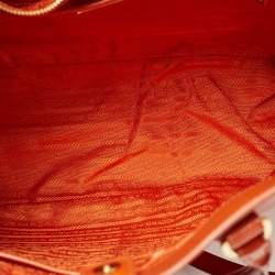 Pre Owned Prada Orange Saffiano Patent Leather Gardener's Tote
