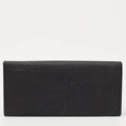 Pre Owned Prada Black Nylon and Leather Flap Continental Wallet