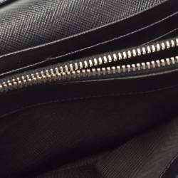 Pre Owned Prada Black Nylon and Leather Flap Continental Wallet