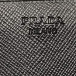 Pre Owned Prada Black Nylon and Leather Flap Continental Wallet