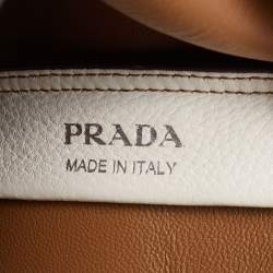 Prada Chalk White Leather Logo Hobo