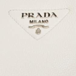 Prada Chalk White Leather Logo Hobo